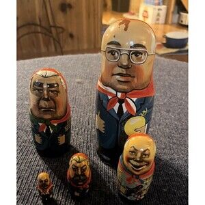 Vintage Set of 5 GORBACHEV  NESTING DOLLS w/ Soviet Communist Leaders